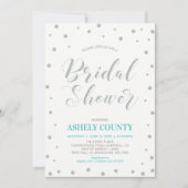 グリッターシルバー&ティファニー | モダンブライダルシャワー 招待状 (正面)