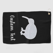 グリッターシルバーNZキウィオンブラックカスタム文字 ゴルフタオル (横)