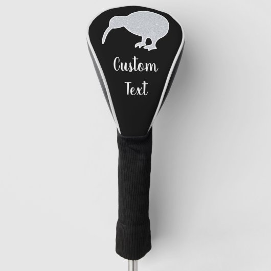 グリッターシルバーNZ Kiwi on Black,ドカスタムライバ ゴルフヘッドカバー (正面)