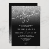 グリッターシルバーSPARKleシグネチャー婚約した 招待状 (正面/裏面)