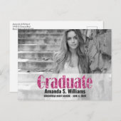 グリッターシンプル写真の卒業発表 ポストカード (正面/裏面)