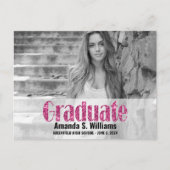 グリッターシンプル写真の卒業発表 ポストカード (正面)