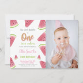 グリッタースイカ誕生日招待状と写真 招待状 (正面)