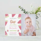 グリッタースイカ誕生日招待状と写真 招待状 (スタンド正面)