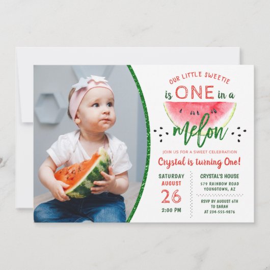 グリッタースイカ1stバースデーフォト招待状 招待状 (正面)