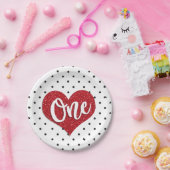 グリッタースウィートバレンティーンズガールファースト誕生日 ペーパープレート (パーティー)