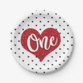 グリッタースウィートバレンティーンズガールファースト誕生日 ペーパープレート (正面)