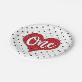 グリッタースウィートバレンティーンズガールファースト誕生日 ペーパープレート (アングル)