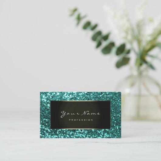 グリッタースタイリストファッションブロガーAqua Black Mint 名刺 (スタンド正面)
