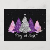 グリッタースタイリッシュクリスマスツリーモノグラム休日 ポストカード (正面)