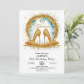 グリッタースタイリッシュデジタル金ゴールド40歳の誕生日 招待状 (スタンド正面)