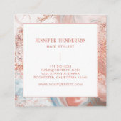 グリッタースタイリッシュマーブルピンクローズ金ゴールド美容師 スクエア名刺 (裏面)