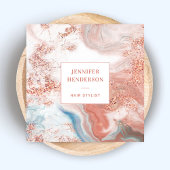 グリッタースタイリッシュマーブルピンクローズ金ゴールド美容師 スクエア名刺