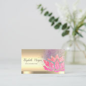 グリッタースタイリッシュロータスフラワー金ゴールドヨガインストラクター 名刺 (スタンド正面)