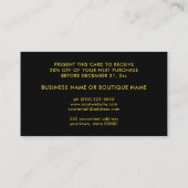 グリッタースタイリッシュ金ゴールドホワイトレオパードクーポンカード 名刺 (裏面)