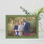 グリッタースターと緑の枠のクリスマスフォト シーズンカード (スタンド正面)