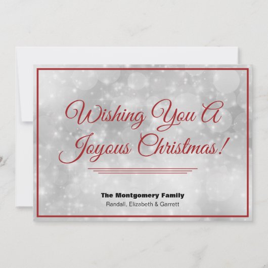 グリッタースターと緑の枠のクリスマスフォト シーズンカード (裏面)