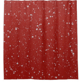 グリッタースターズシルバーレッド シャワーカーテン