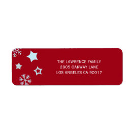 グリッタースターズスノーフレークスレッドクリスマスアドレス ラベル