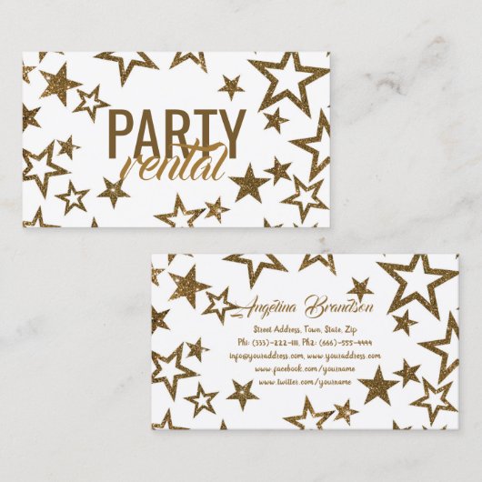 グリッタースターパーティーレンタル食器類 名刺 (正面/裏面)