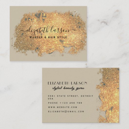 グリッタースターモダンスパークル美しいアーティストヘアサール 名刺 (正面/裏面)