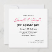 グリッタースティレットスウィート16パーティー | ピンクシルバー 招待状 (裏面)