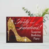 グリッタースティレットゼブラ30&テリフィック誕生日レッド 招待状 (スタンド正面)