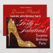 グリッタースティレットゼブラ30&テリフィック誕生日レッド 招待状 (正面/裏面)