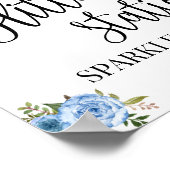 グリッターステーションサインブルーボーホシックブライダルシャワー ポスター (角)