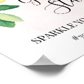 グリッターステーションレモンズピンクブライダルシャワーサイン ポスター (角)