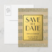 グリッターストライプズ金箔の日付ポストカードを保存 案内ポストカード (正面/裏面)