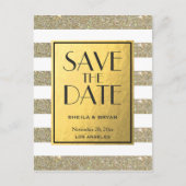 グリッターストライプズ金箔の日付ポストカードを保存 案内ポストカード (正面)