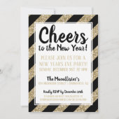 グリッターストライプ金ゴールド応援新年! 招待状 (正面)