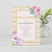 グリッターストライプ&フローラブライダルシャワー招待 招待状 (スタンド正面)