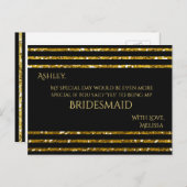 グリッターストライプ – 私の花嫁のメイドになる？ インビテーションポストカード (正面/裏面)