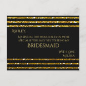 グリッターストライプ – 私の花嫁のメイドになる？ インビテーションポストカード (正面)