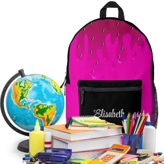 グリッターストロベリードリップスライムパーソナライズされた プリントバックパック