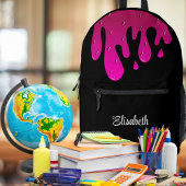 グリッターストロベリードリップスライムパーソナライズされた プリントバックパック