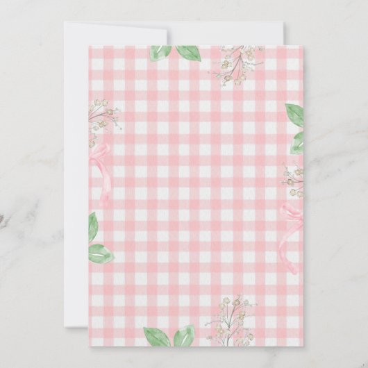 グリッターストロベリーフレームプレイドベビーシャワー 招待状 (裏面)