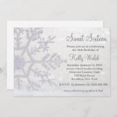 グリッタースノーフレークススウィート16冬招待状 招待状 (正面/裏面)