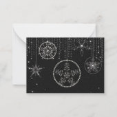 グリッタースノーフレーク白黒エレガントクラシーシック ノートカード (裏面)