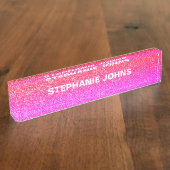 グリッタースパークガーリーリー名ピモダンンクホワグラデーションイト デスクネームプレート (側面)