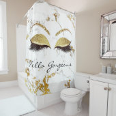 グリッタースパークリハローゴージャージーな大理石金ゴールドの目 シャワーカーテン (インサイチュ)