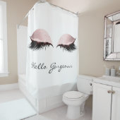 グリッタースパークリーこんにちはゴージャスな白ピンクの目 シャワーカーテン (インサイチュ)