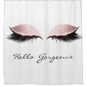 グリッタースパークリーこんにちはゴージャスな白ピンクの目 シャワーカーテン (正面)