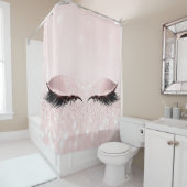 グリッタースパークリーなメイクアッププリンセスピンクローズアイラッシュ シャワーカーテン (インサイチュ)