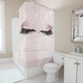 グリッタースパークリーなメイクプリンセスピンク名アイラッシュ シャワーカーテン (インサイチュ)