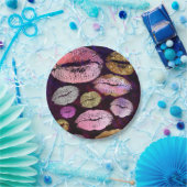 グリッタースパークリーキスリップ美しいメイクアップパーティー ペーパープレート (パーティー)