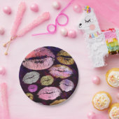 グリッタースパークリーキスリップ美しいメイクアップパーティー ペーパープレート (パーティー)