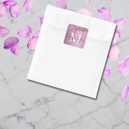 グリッタースパークルバラガーリー赤面ピンク名 スクエアシール